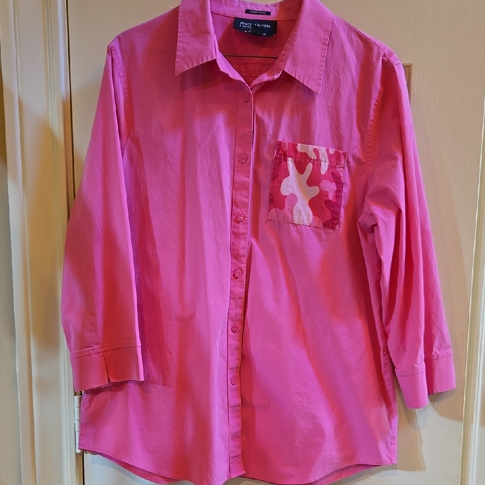 Pink Womens Jones New York Shirt with Camouflage Pocket